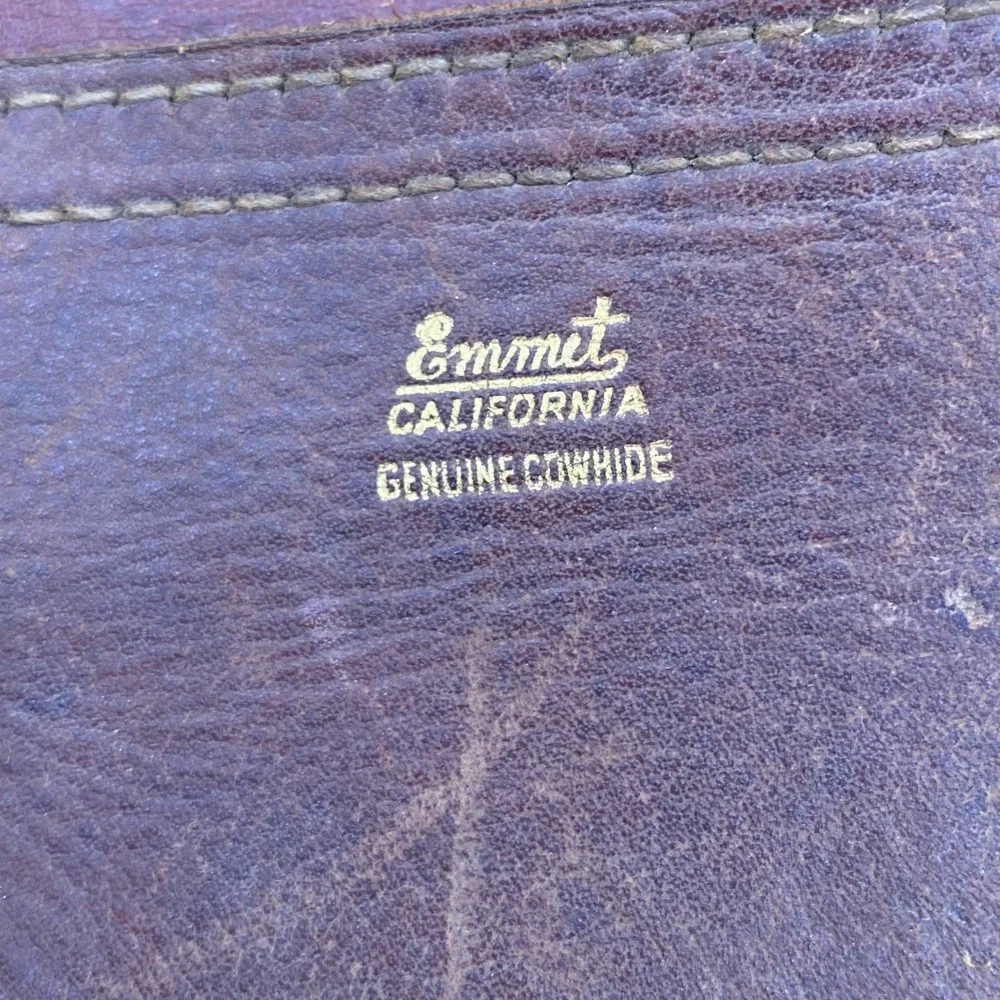 Vintage Emmet California Brown Leather Messenger Bag Distressed Cowhide USA Made